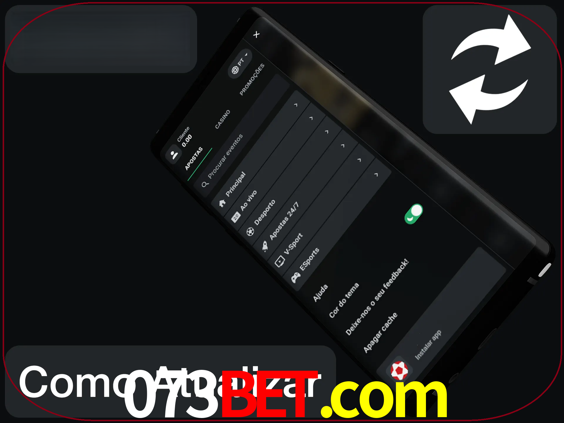 O aplicativo é atualizado automaticamente quando você faz o login.